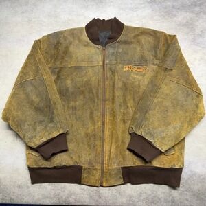 VTG Dive Deep Sea Experience Las Vegas Mens L Brown Embroidered Bomber Jacket